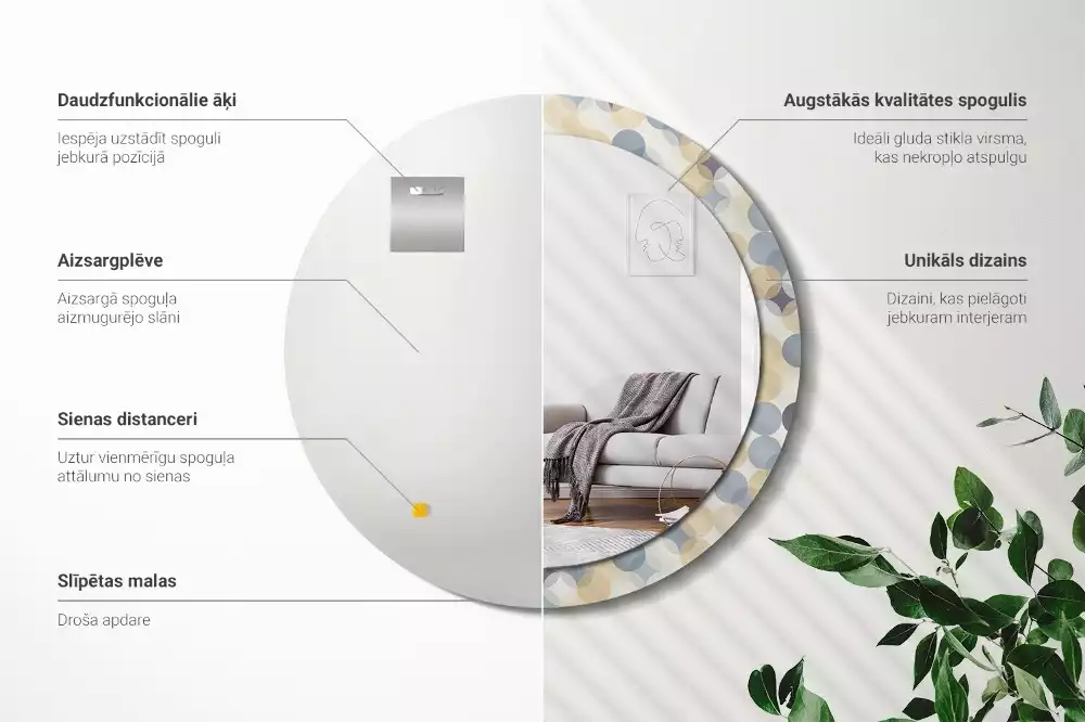 Okrúhle zrkadlo rám s potlačou Geometrické kruhy