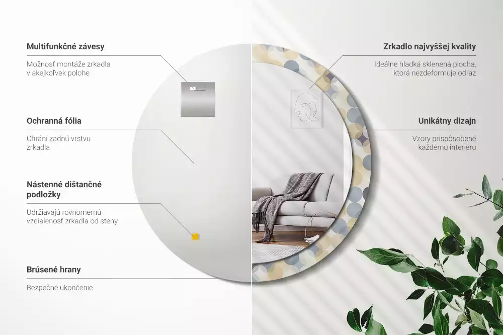 Okrúhle zrkadlo rám s potlačou Geometrické kruhy