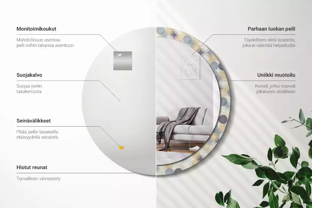 Okrúhle zrkadlo rám s potlačou Geometrické kruhy