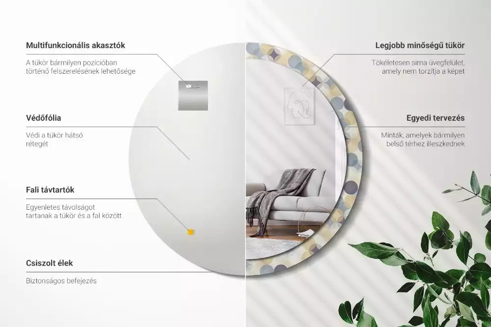 Okrúhle zrkadlo rám s potlačou Geometrické kruhy