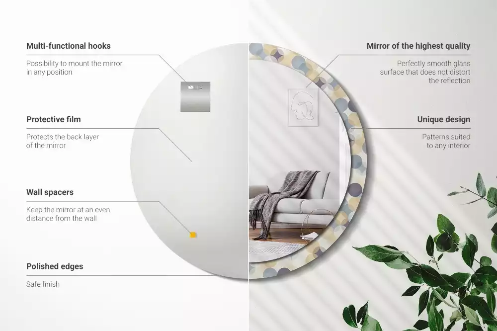 Okrúhle zrkadlo rám s potlačou Geometrické kruhy