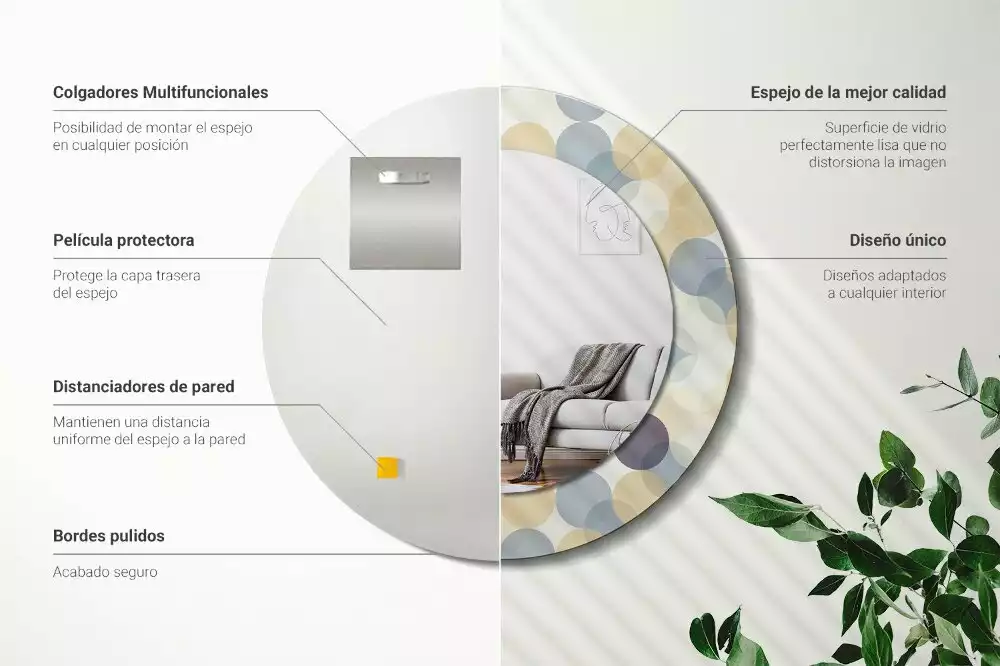 Okrúhle zrkadlo rám s potlačou Geometrické kruhy