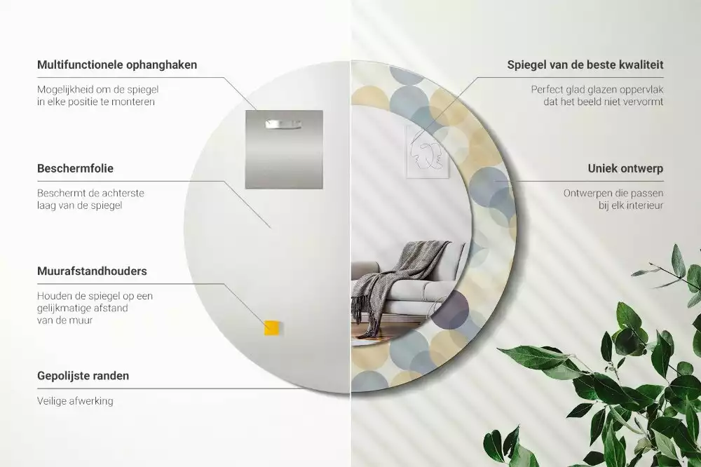 Okrúhle zrkadlo rám s potlačou Geometrické kruhy