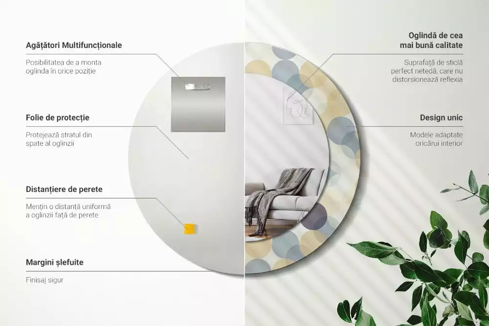 Okrúhle zrkadlo rám s potlačou Geometrické kruhy