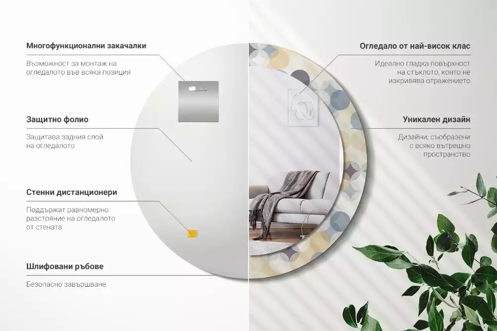 Okrúhle zrkadlo rám s potlačou Geometrické kruhy