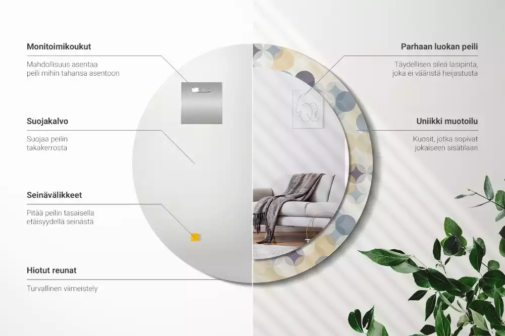 Okrúhle zrkadlo rám s potlačou Geometrické kruhy