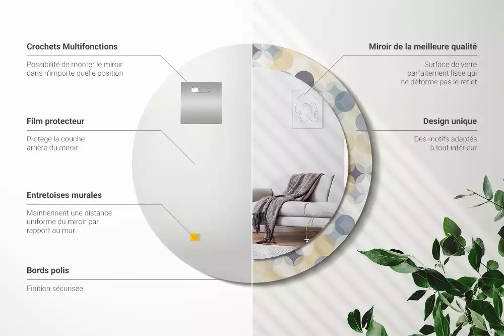 Okrúhle zrkadlo rám s potlačou Geometrické kruhy