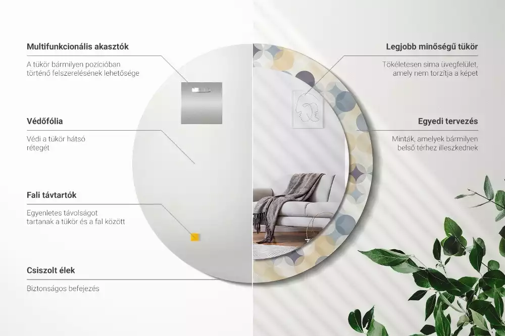 Okrúhle zrkadlo rám s potlačou Geometrické kruhy