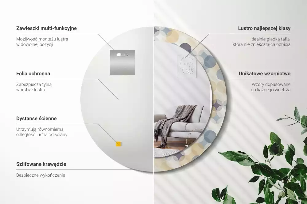 Okrúhle zrkadlo rám s potlačou Geometrické kruhy