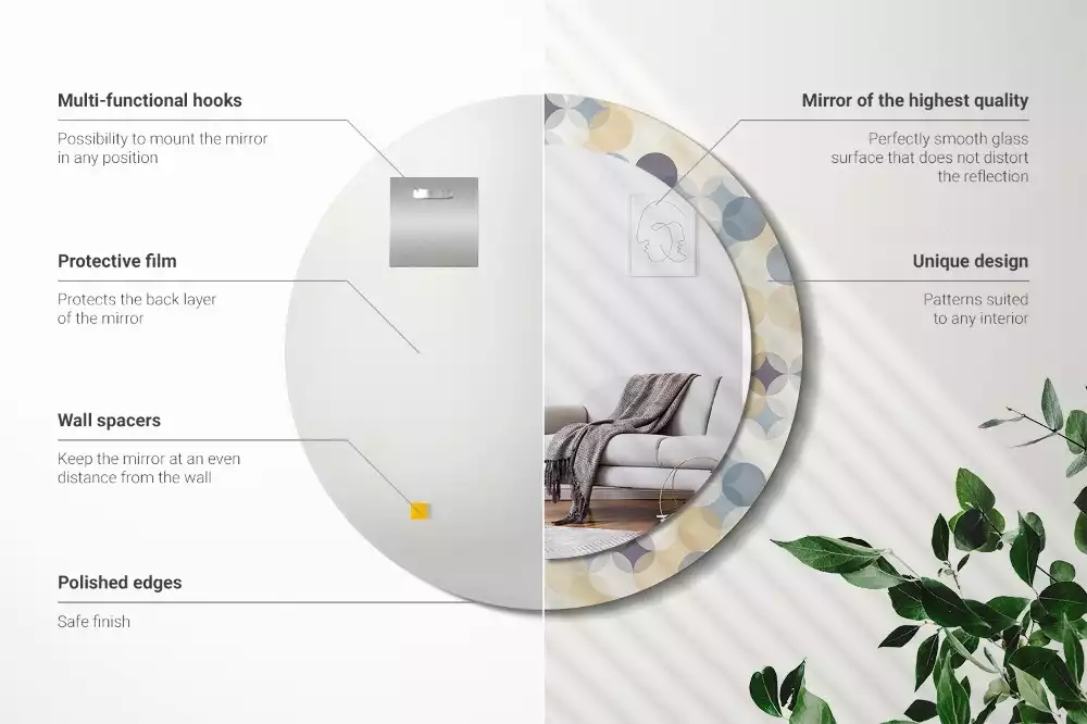 Okrúhle zrkadlo rám s potlačou Geometrické kruhy