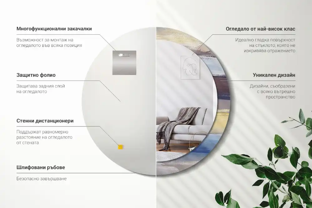 Okrúhle zrkadlo rám s potlačou Abstraktná maľba