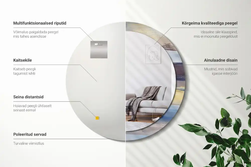 Okrúhle zrkadlo rám s potlačou Abstraktná maľba