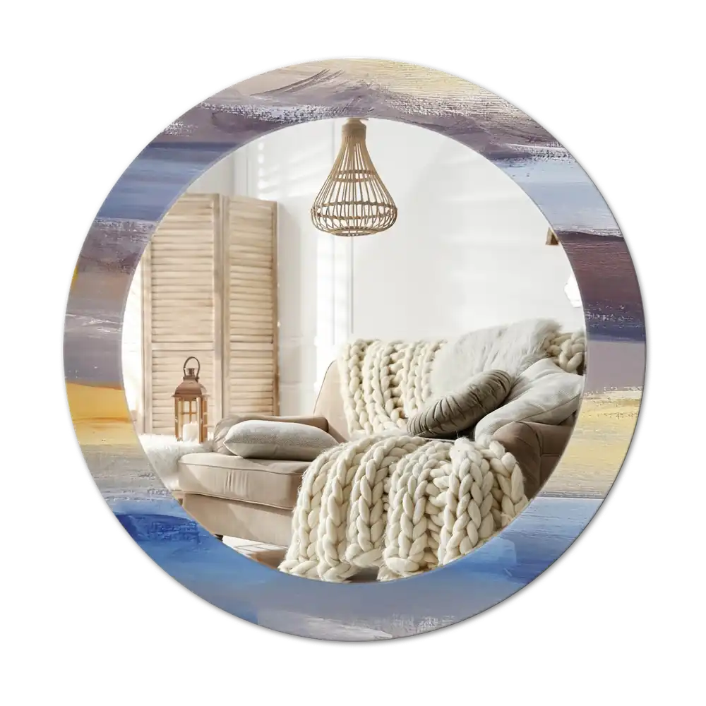 Okrúhle zrkadlo rám s potlačou Abstraktná maľba