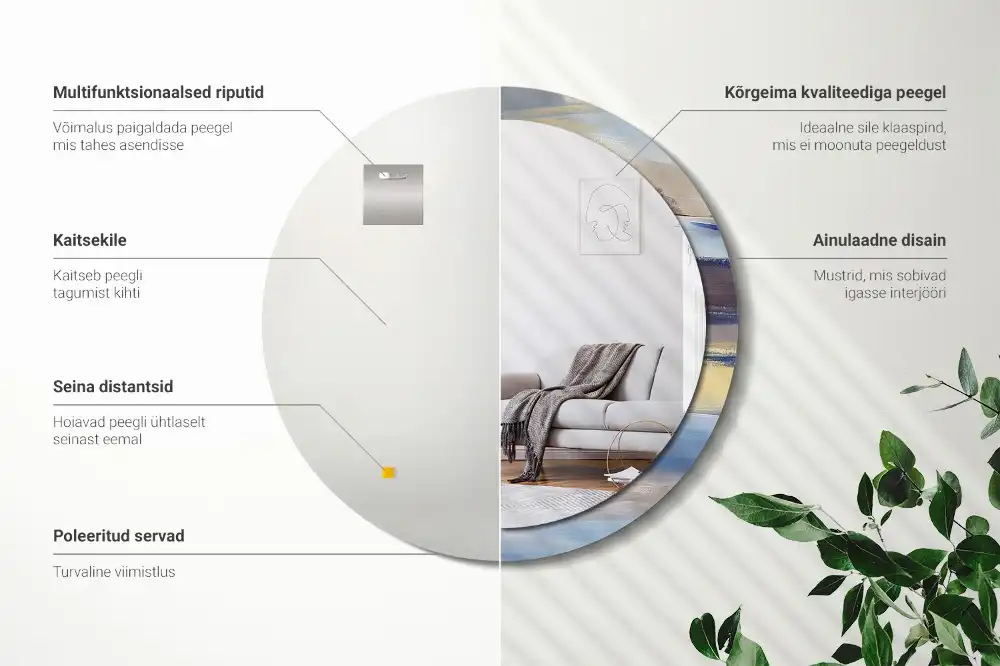 Okrúhle zrkadlo rám s potlačou Abstraktná maľba