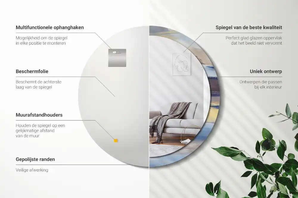 Okrúhle zrkadlo rám s potlačou Abstraktná maľba