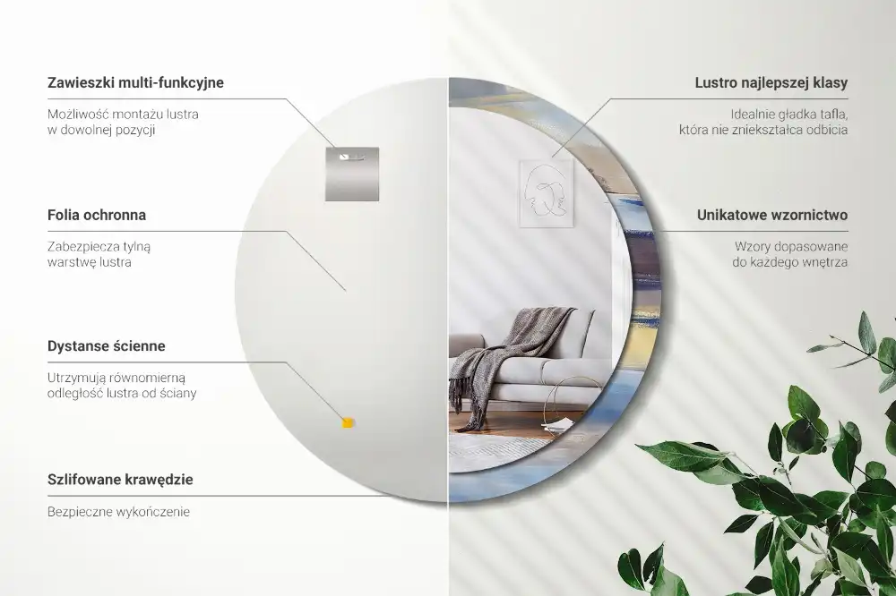 Okrúhle zrkadlo rám s potlačou Abstraktná maľba