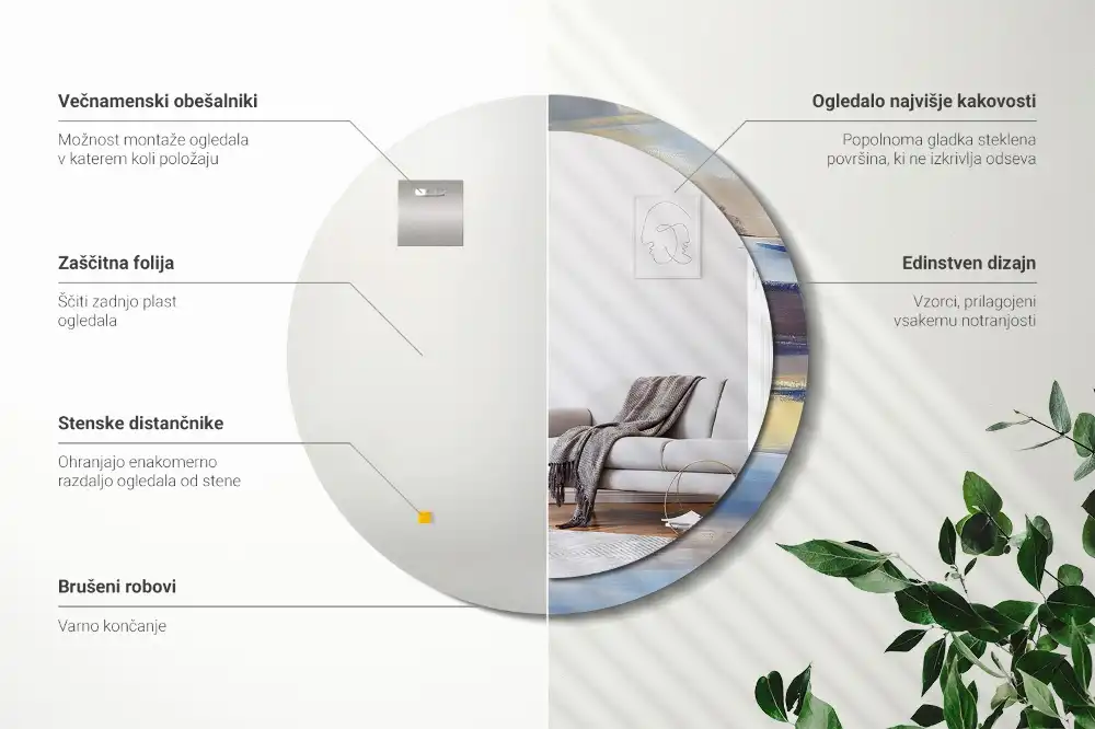 Okrúhle zrkadlo rám s potlačou Abstraktná maľba