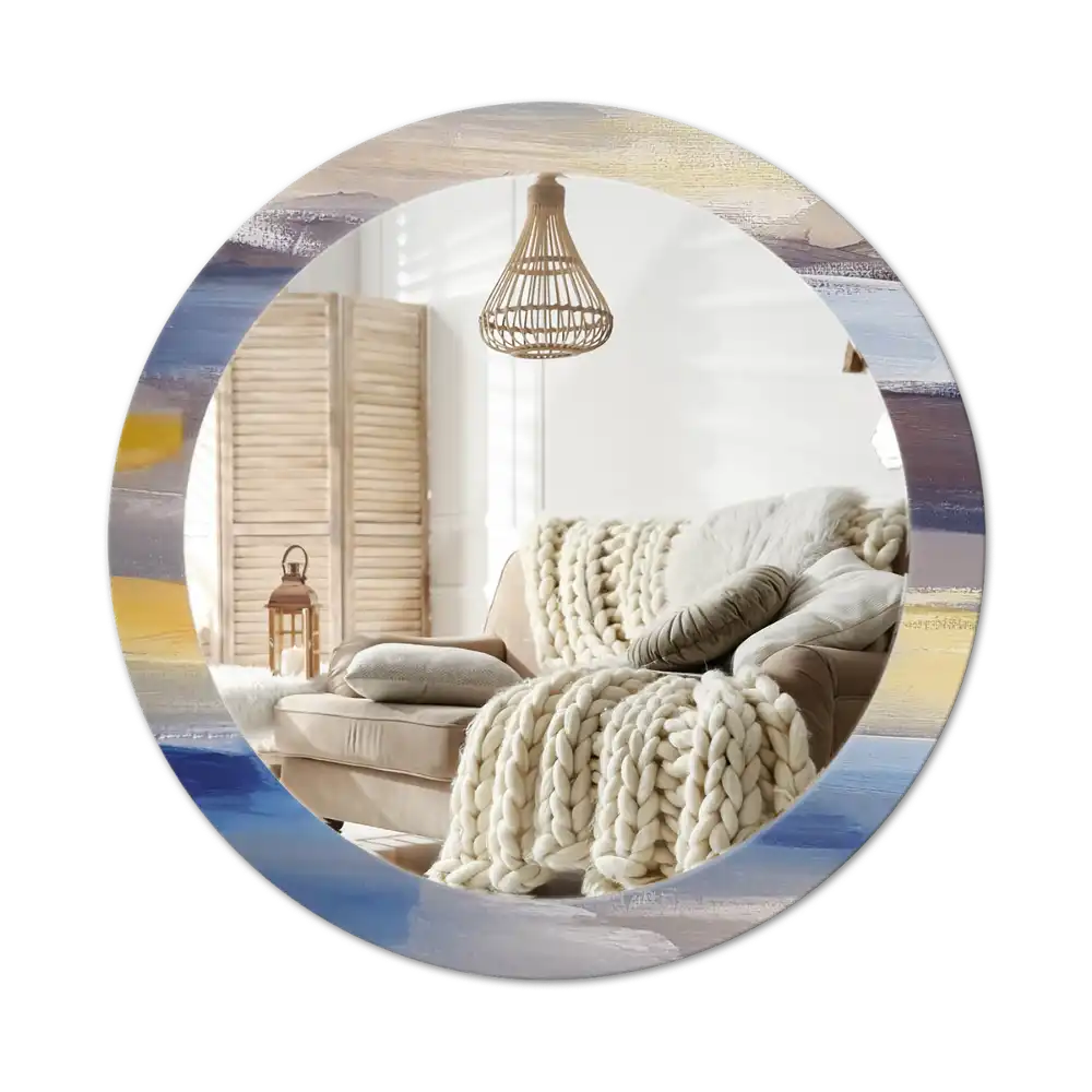 Okrúhle zrkadlo rám s potlačou Abstraktná maľba