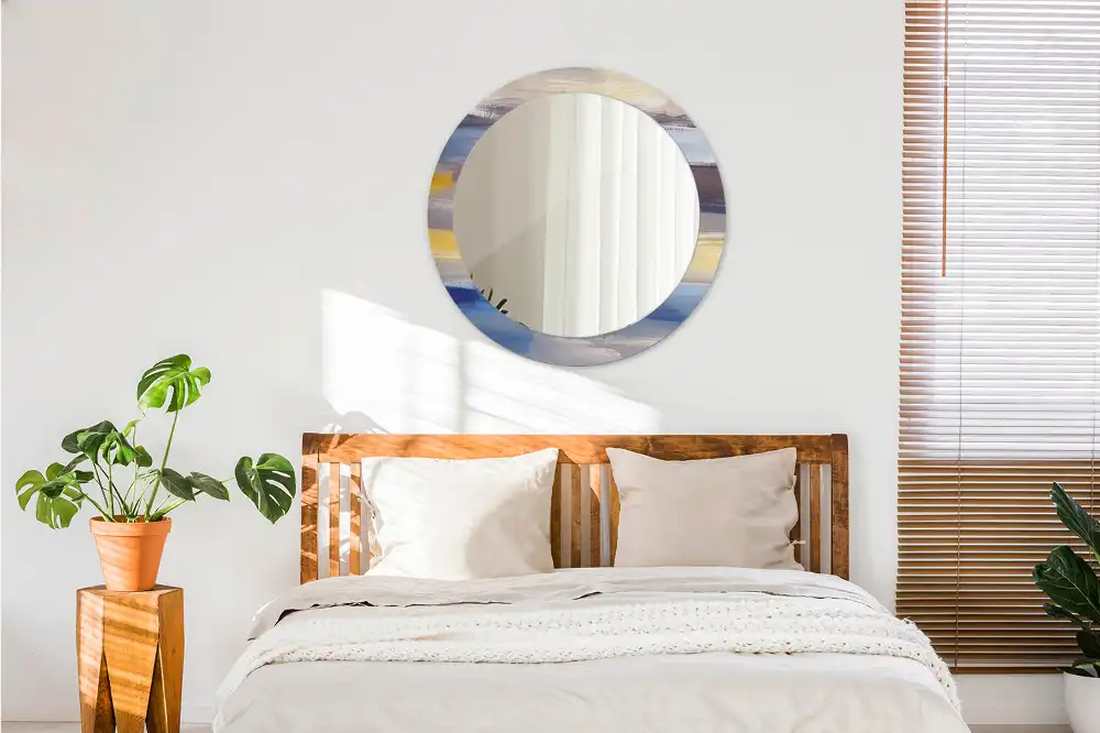 Okrúhle zrkadlo rám s potlačou Abstraktná maľba