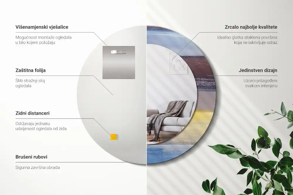 Okrúhle zrkadlo rám s potlačou Abstraktná maľba