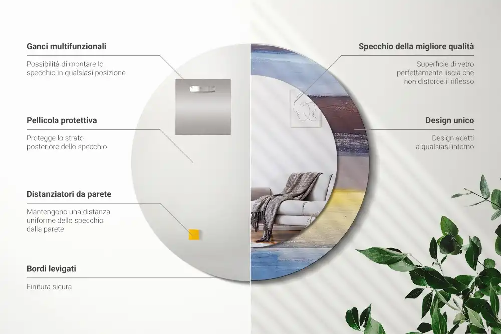 Okrúhle zrkadlo rám s potlačou Abstraktná maľba