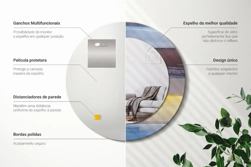 Okrúhle zrkadlo rám s potlačou Abstraktná maľba