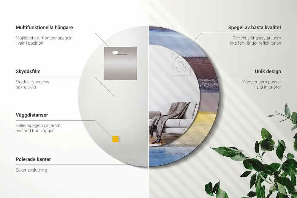 Okrúhle zrkadlo rám s potlačou Abstraktná maľba