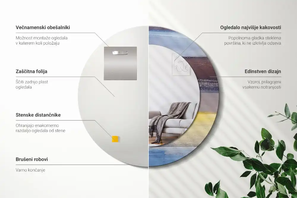 Okrúhle zrkadlo rám s potlačou Abstraktná maľba