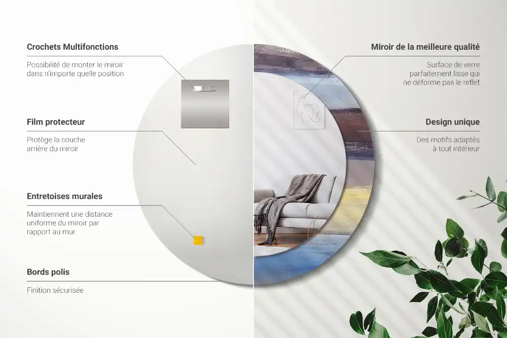 Okrúhle zrkadlo rám s potlačou Abstraktná maľba