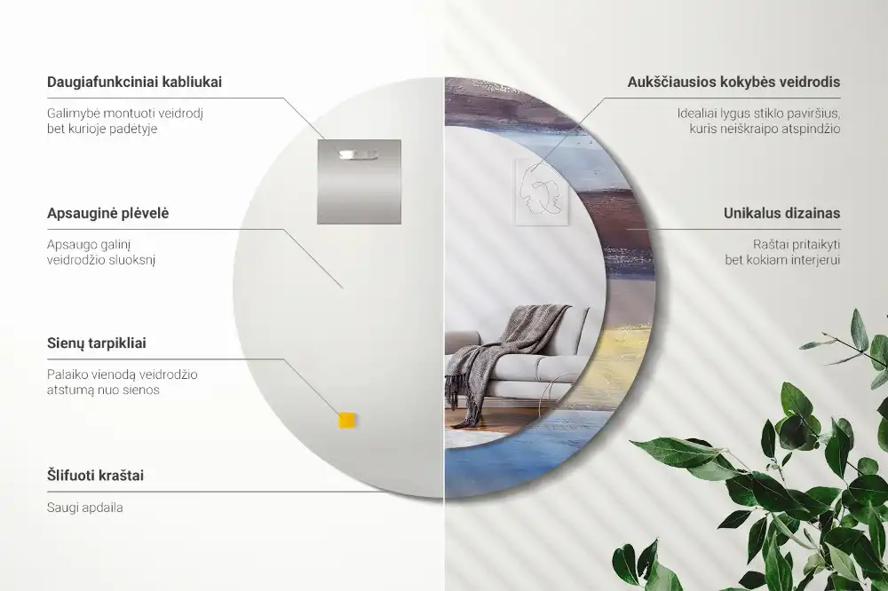 Okrúhle zrkadlo rám s potlačou Abstraktná maľba