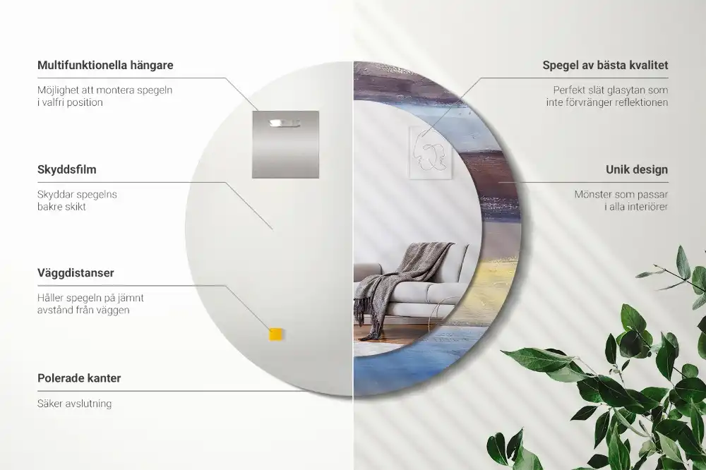 Okrúhle zrkadlo rám s potlačou Abstraktná maľba