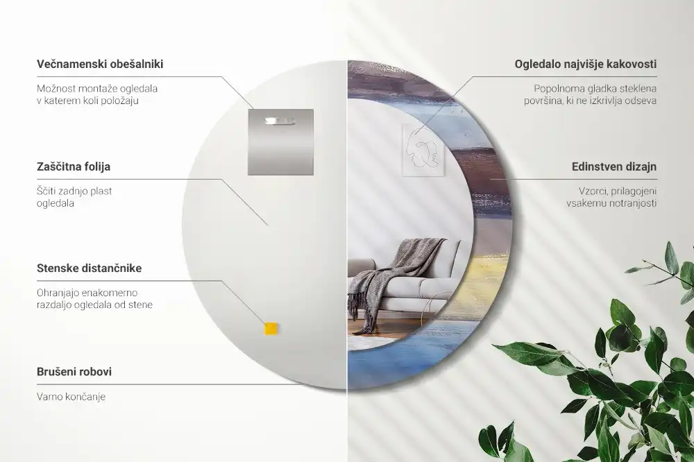 Okrúhle zrkadlo rám s potlačou Abstraktná maľba