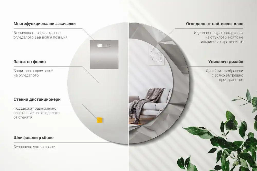 Okrúhle dekoračné zrkadlo na stenu Abstraktný biely kryštál