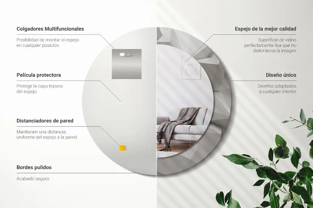 Okrúhle dekoračné zrkadlo na stenu Abstraktný biely kryštál