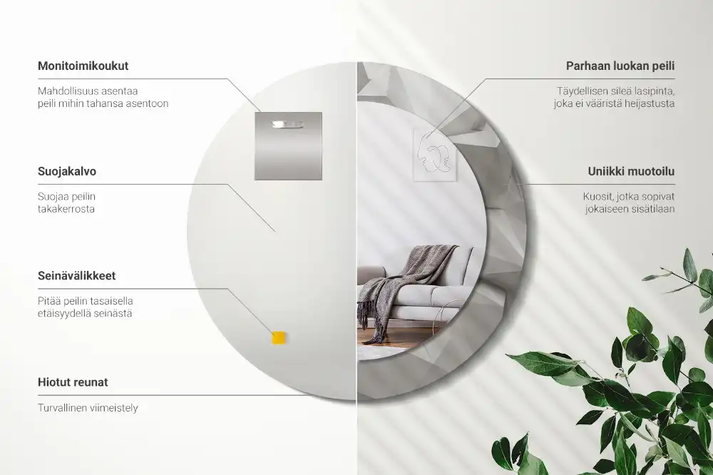 Okrúhle dekoračné zrkadlo na stenu Abstraktný biely kryštál