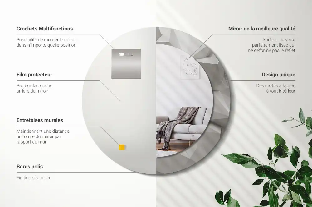 Okrúhle dekoračné zrkadlo na stenu Abstraktný biely kryštál