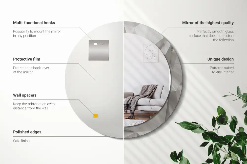 Okrúhle dekoračné zrkadlo na stenu Abstraktný biely kryštál