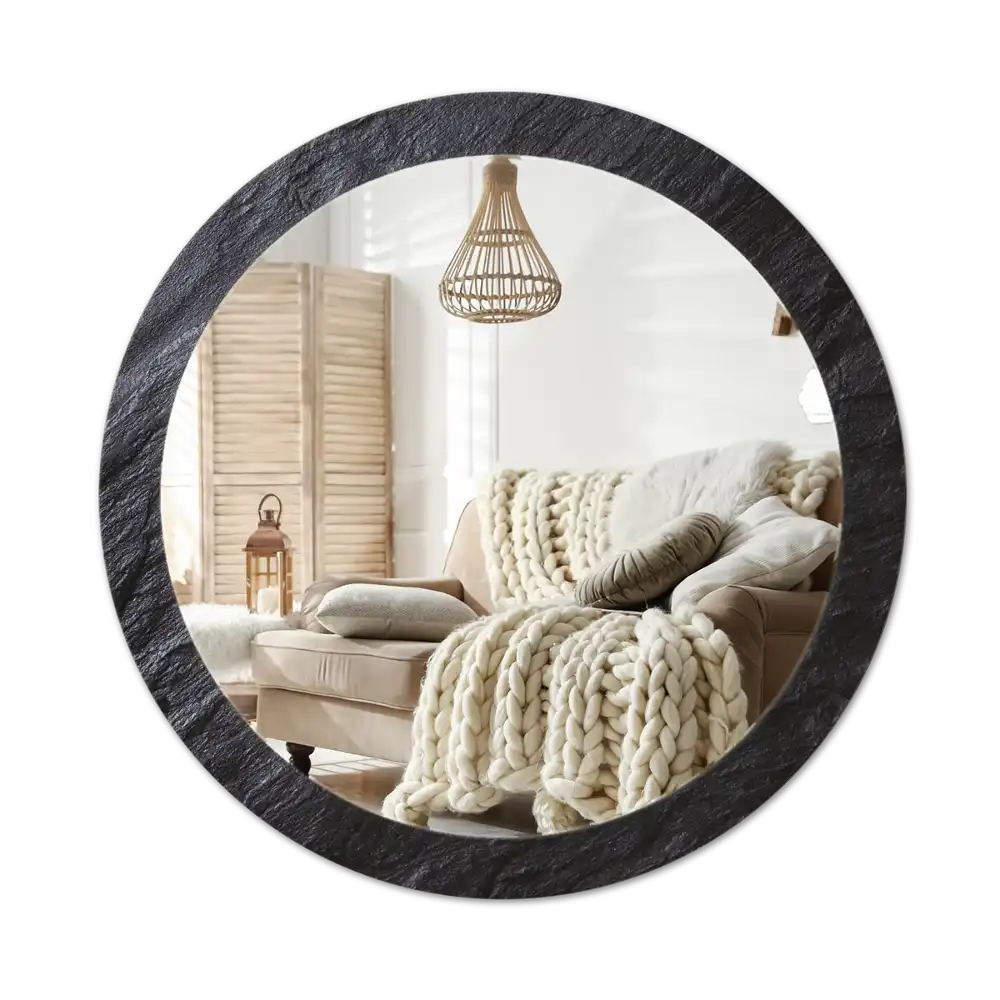 Okrúhle dekoračné zrkadlo na stenu Čierny kameň