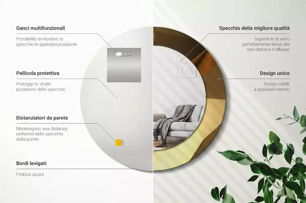 Okrúhle zrkadlo s potlačeným rámom Geometrický vzor