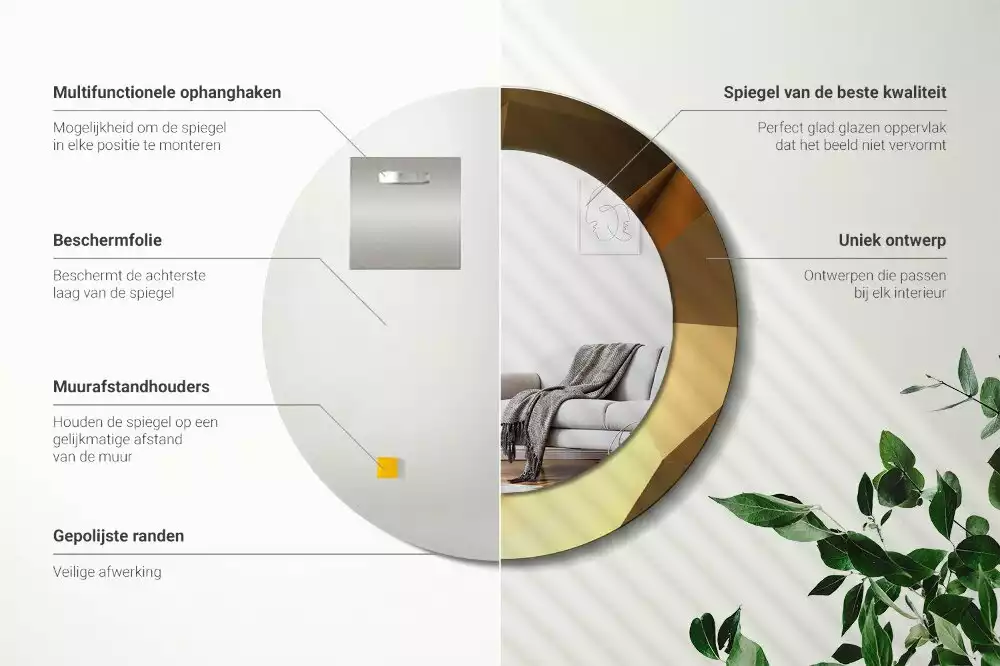 Okrúhle zrkadlo s potlačeným rámom Geometrický vzor