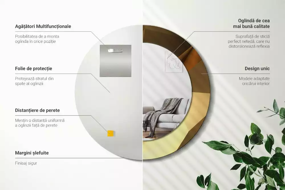 Okrúhle zrkadlo s potlačeným rámom Geometrický vzor