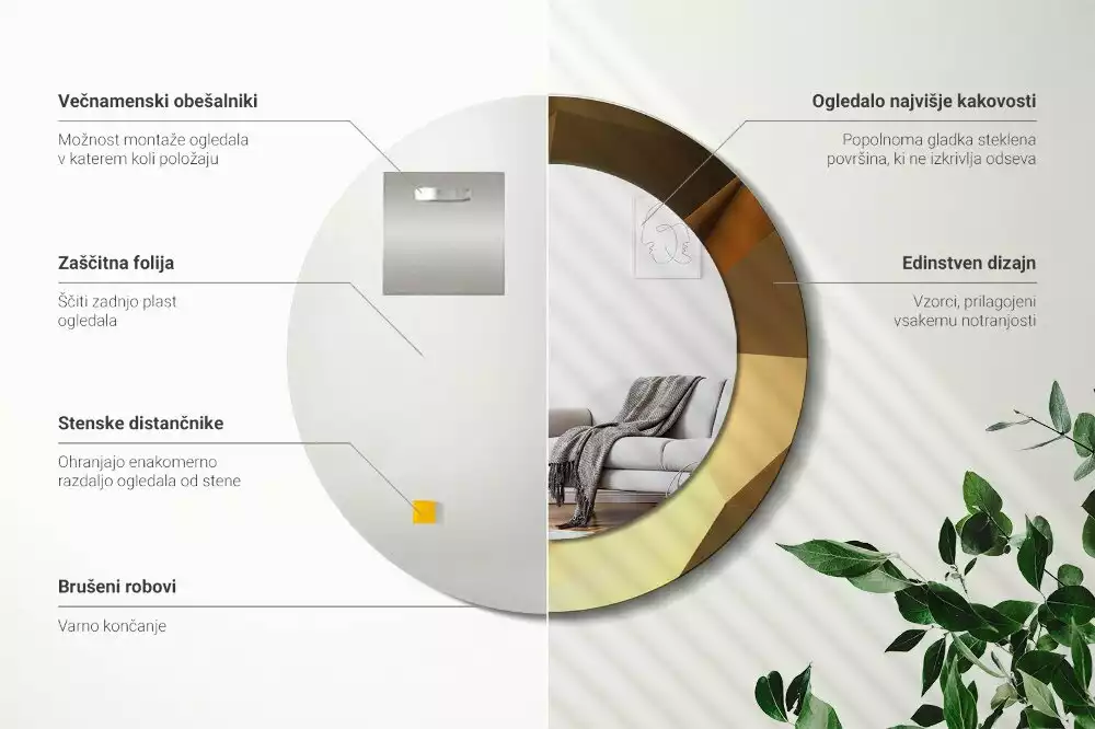 Okrúhle zrkadlo s potlačeným rámom Geometrický vzor