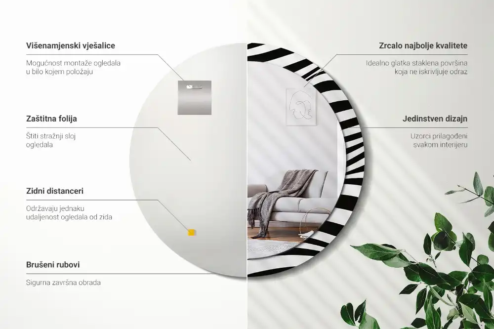 Okrúhle dekoračné zrkadlo na stenu Abstraktná vlna