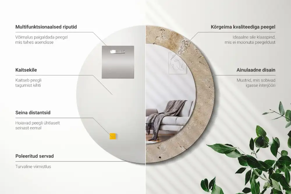 Okrúhle zrkadlo s potlačeným rámom Imitácia kameňa