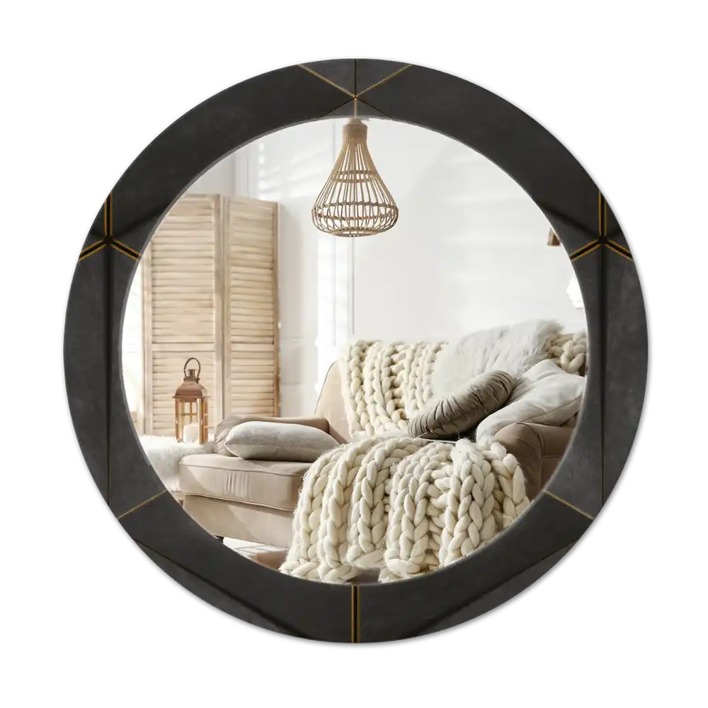 Okrúhle dekoračné zrkadlo na stenu Sivé trojuholníky