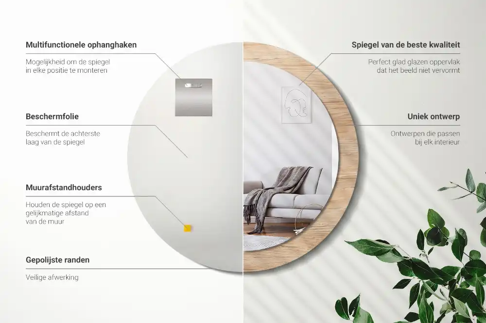 Okrúhle dekoračné zrkadlo na stenu Drevo