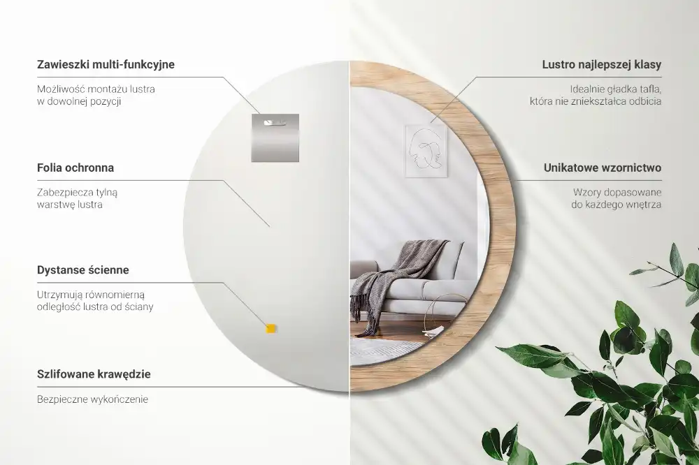 Okrúhle dekoračné zrkadlo na stenu Drevo