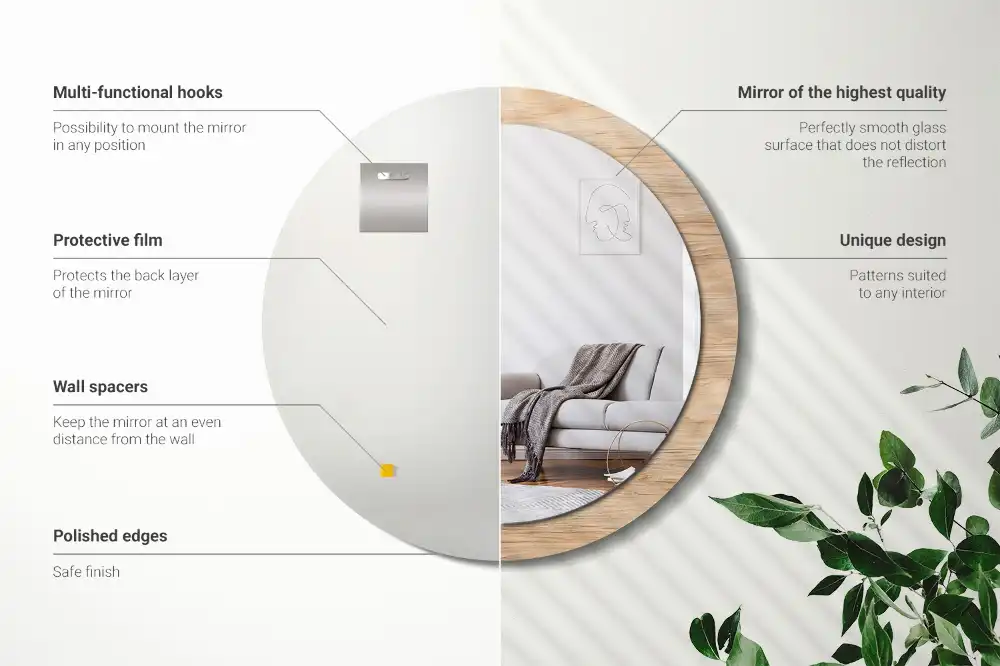 Okrúhle dekoračné zrkadlo na stenu Drevo