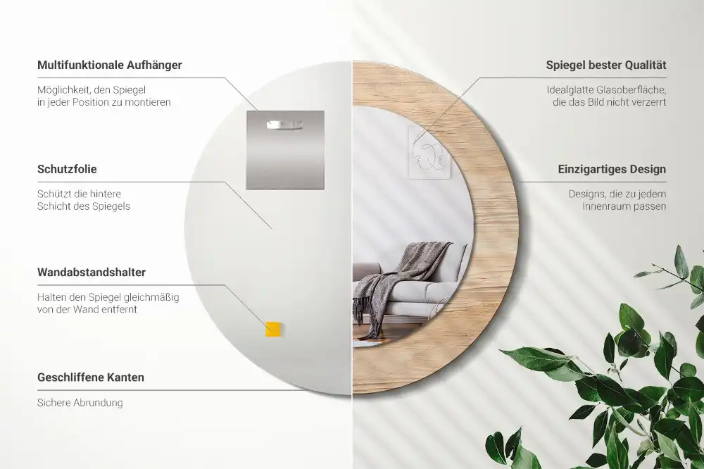 Okrúhle dekoračné zrkadlo na stenu Drevo