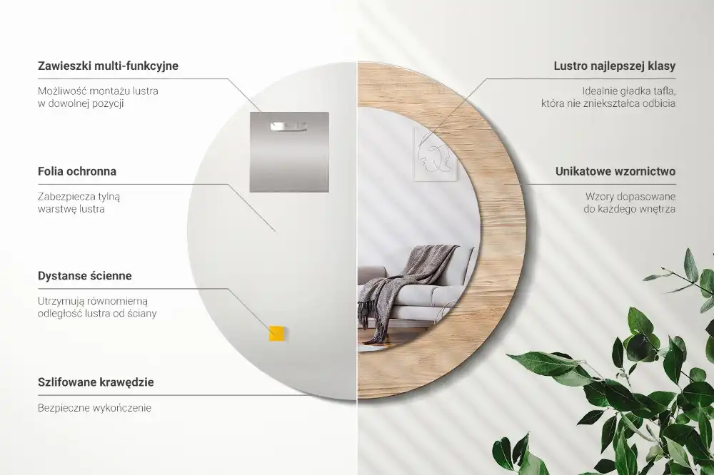 Okrúhle dekoračné zrkadlo na stenu Drevo